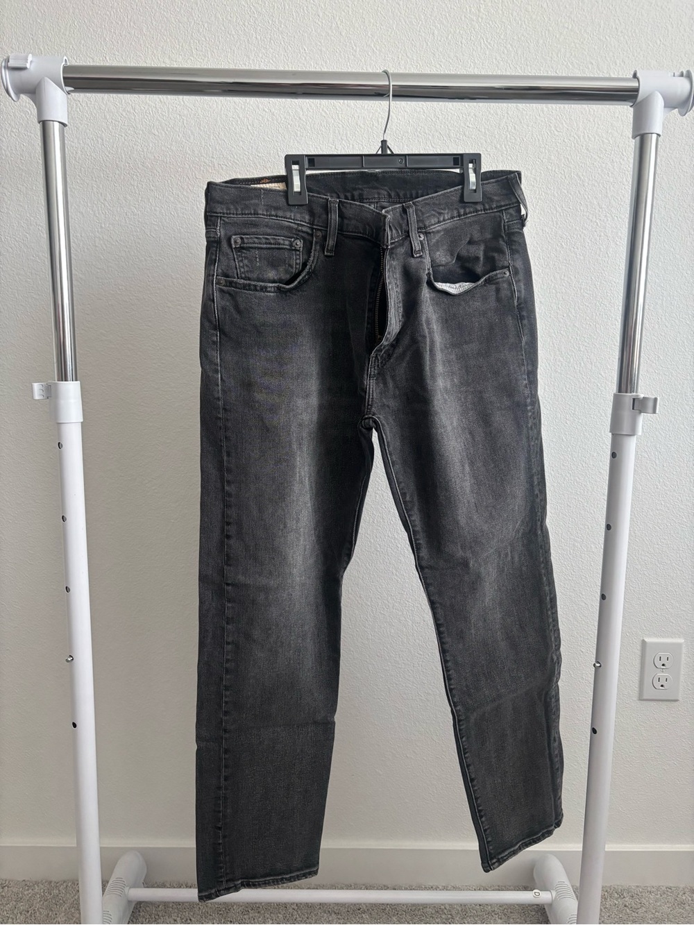 Levi's Black Washed Denim Jeans with Tan Leather Patch